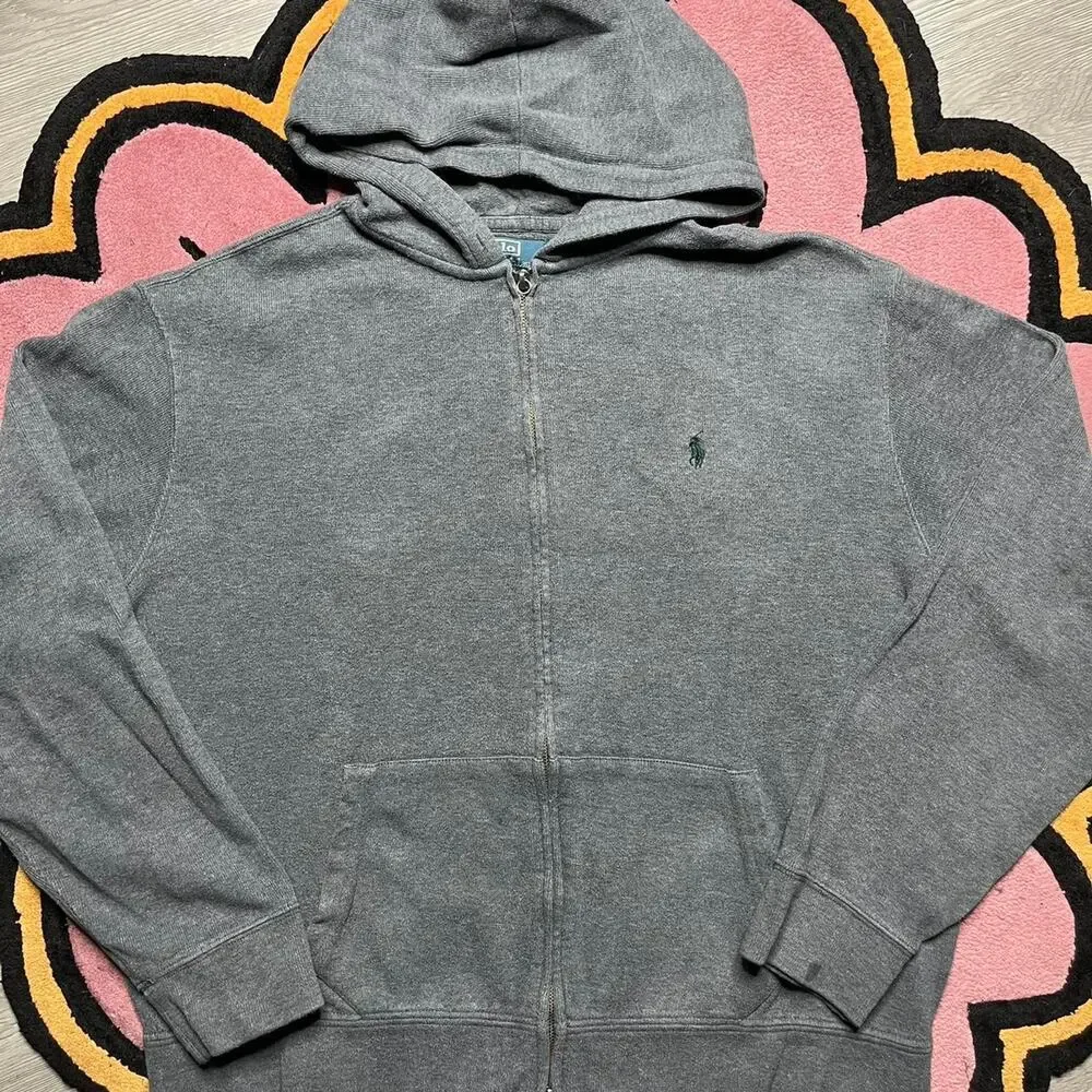 Polo Ralph Lauren Embroidered Logo Full Zip Hoodie Size 2XL Grey